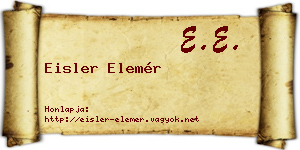 Eisler Elemér névjegykártya